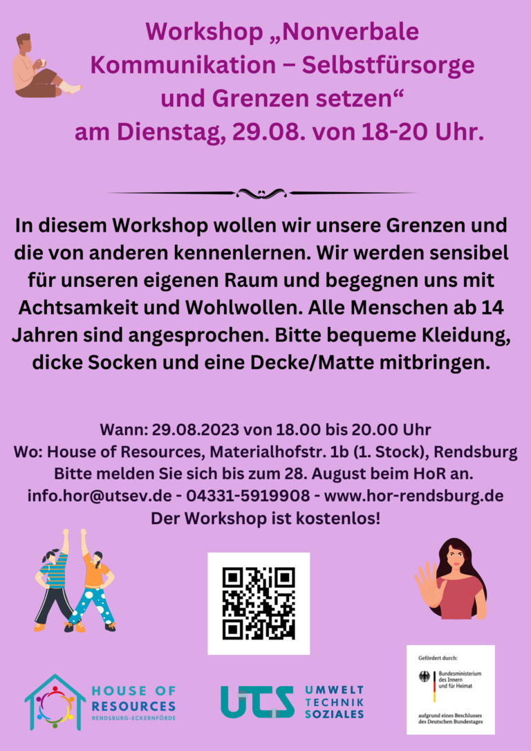HoR bildet: kostenloser Workshop „Nonverbale Kommunikation – Selbstfürsorge und Grenzen setzen“ 29.08.2023