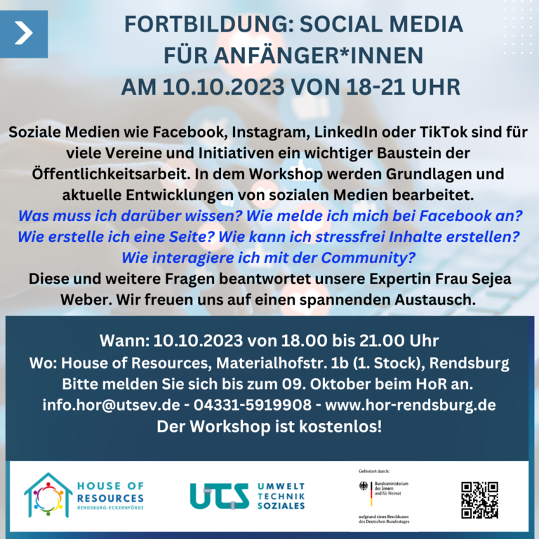 HoR bildet: Fortbildung – Social Media für Anfänger*innen, am 10.10.2023